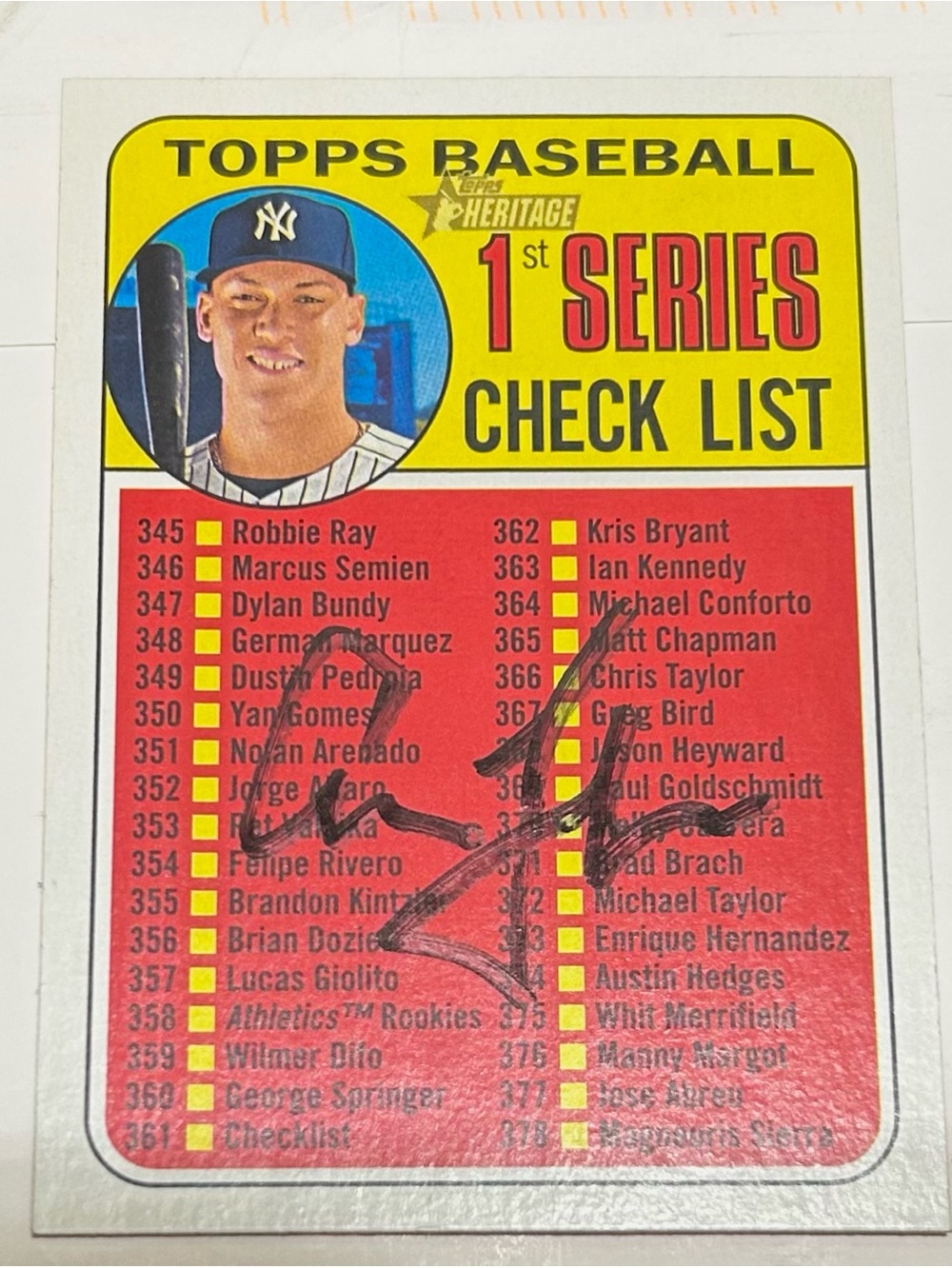 AARON JUDGE Autograph Series ONE Photo CHECKLIST #1, Signed JUNE 2026@ YANKEE St